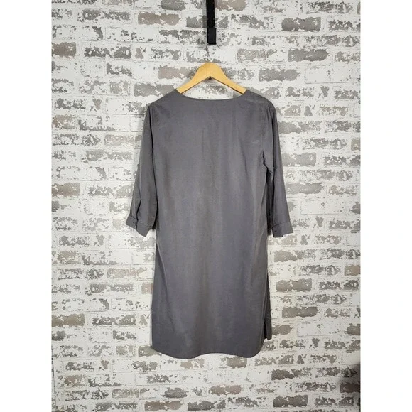 J.Jill Shirt Dress Size Small Gray Lightweight Knee Length Button Ruffle J.Jill Shirt Dress Size Small Gray Lightweight Knee Length Button Ruffle